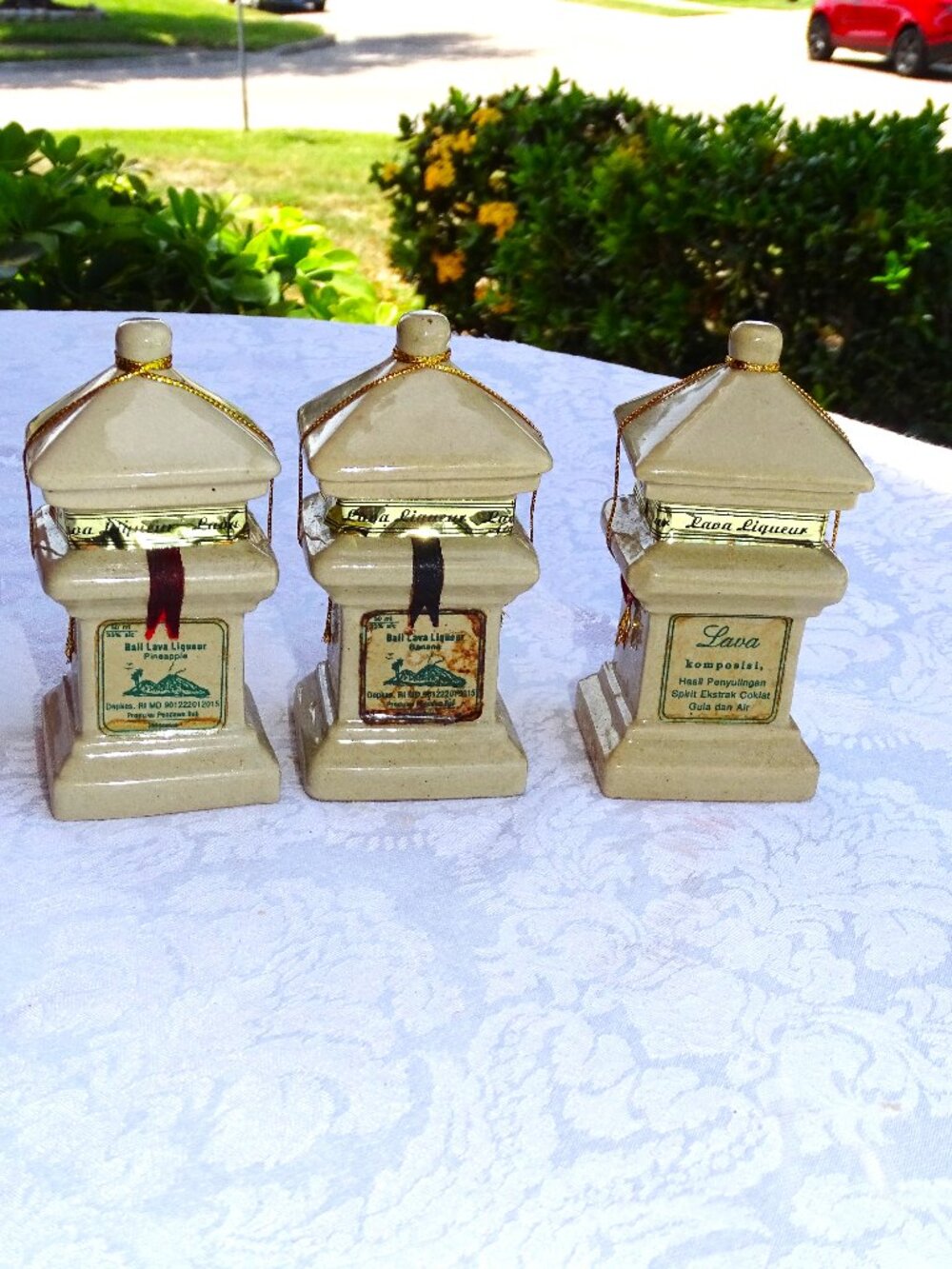 Set of 3 Lava Liqueur Bottles Never Opened Bali Vintage